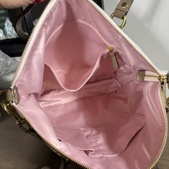 Coach Ashley Dotted Op Art Satchel — Khaki/Taupe & Cream NWT - Picture 9 of 10